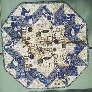 Nautical Blue and White Quilted Table Mat